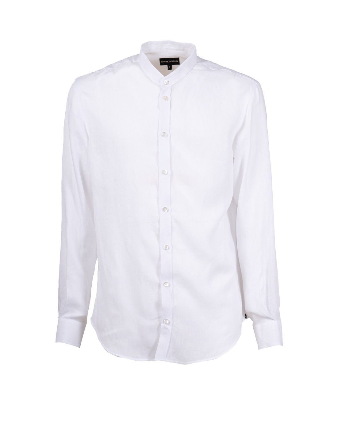 shop EMPORIO ARMANI  Camicia: Emporio Armani camicia collo guru in lino.
Brand logo.
Tinta unita.
Collo guru.
Maniche lunghe.
Polsini con bottoni.
Bottoni.
Chiusura sul fronte.
Composizione: 100% Lino.
Fabbricato in Albania.. 01SMGL 010F9-100 number 9655239